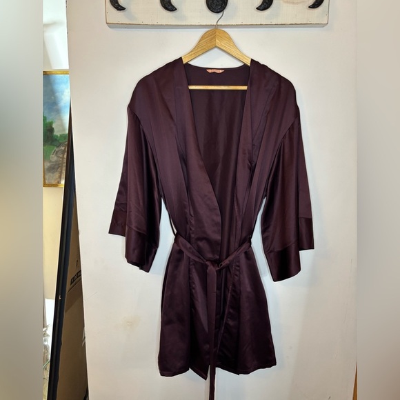 ThirdLove Deep Plum Kimono Style Satin Robe Short Length - Picture 1 of 6